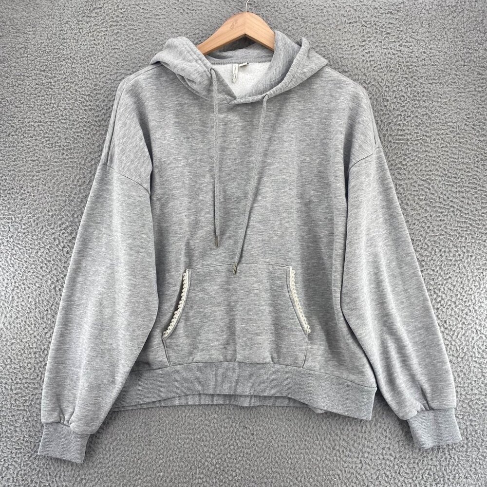 Live Well Hoodie Womens Extra Large Gray Lifestyle Fleece Lined Pearl Pullover